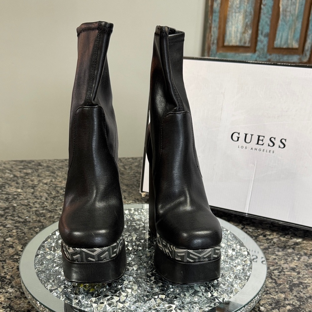 Guess Cabala Black Platform Boots with Silver Accents NWT 7 - Picture 4 of 14